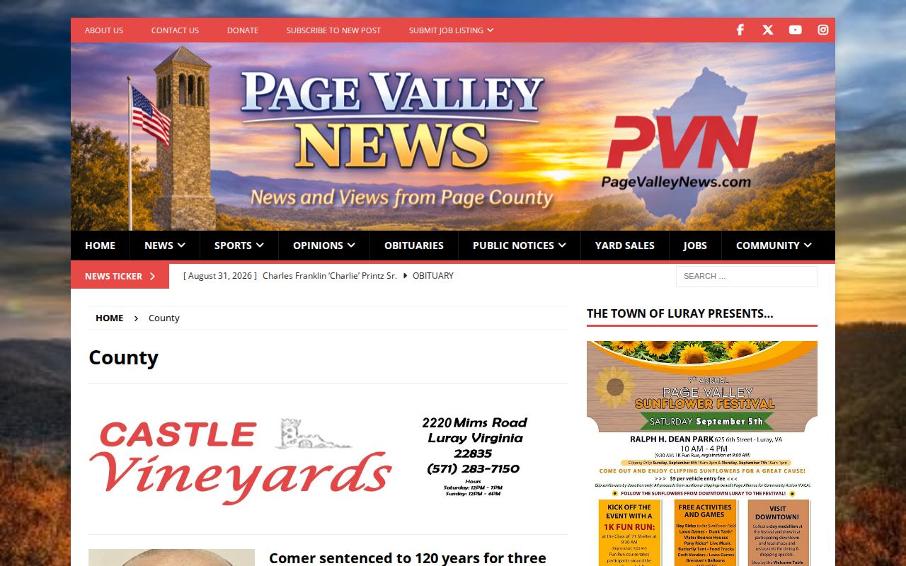 Page County crime news coverage on the Page Valley News county index