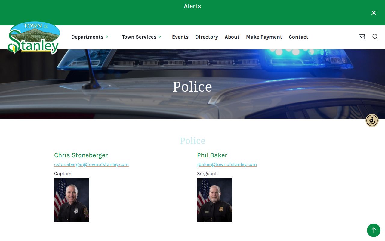 Page County Stanley Police Department official arrest-record contact page